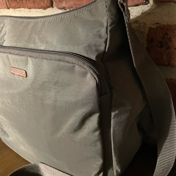 Baggallino Crossbody Bag. Color-taupe. Zipper closures, adj strap. Nylon/Poly. - Picture 3 of 10